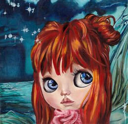 30x30 Doll portrait on cradled board